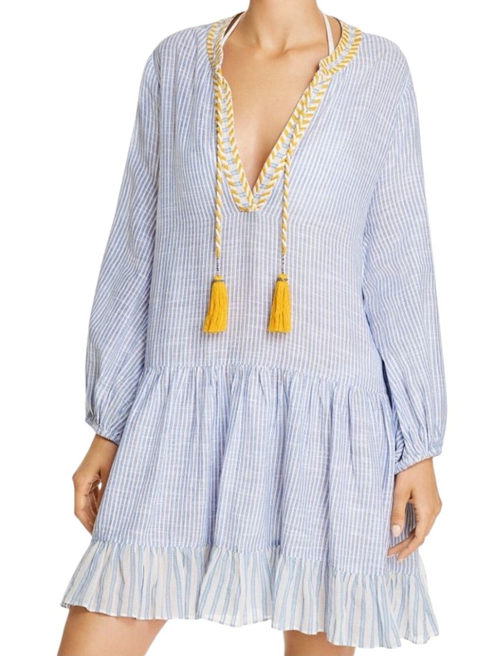 Shoshanna Classic Striped Umbrella Mini Dress Swim Cover-up Sz M